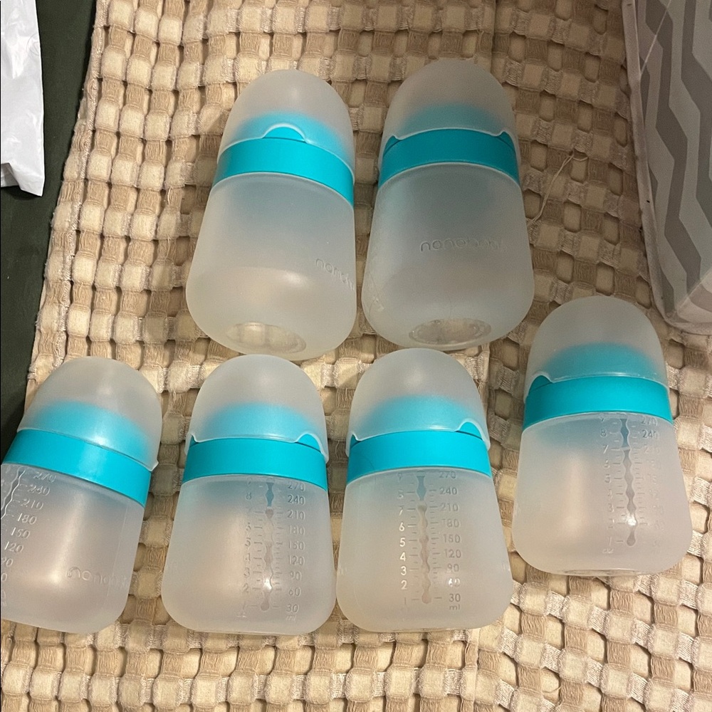Baby Feeding Bottles with Blue Accents